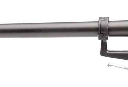 Long black cylindrical device on a mounting bracket with exposed wires at the left end.