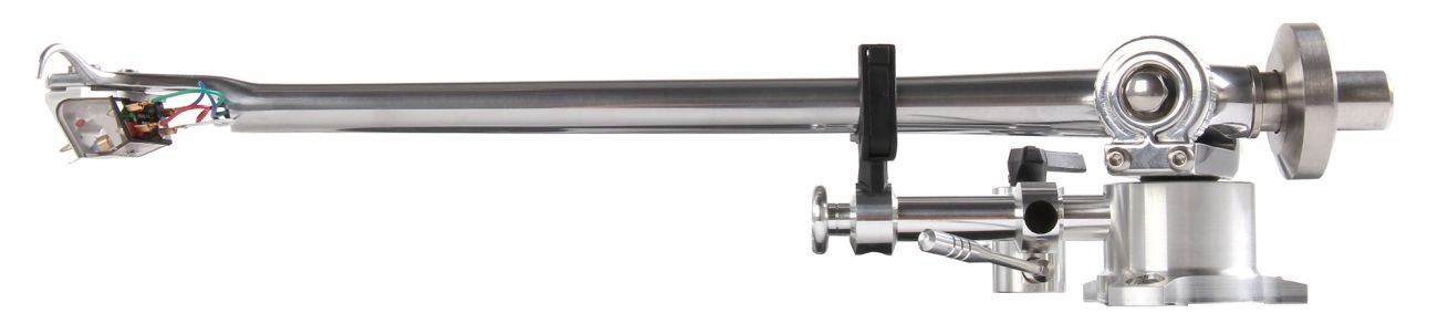 img_8222 - Audio-Video Spalinger Long stainless steel linear actuator/slide with mounting base and bearing blocks, showing wiring on the left and a rotating flange on the right (industrial mechanical component)
